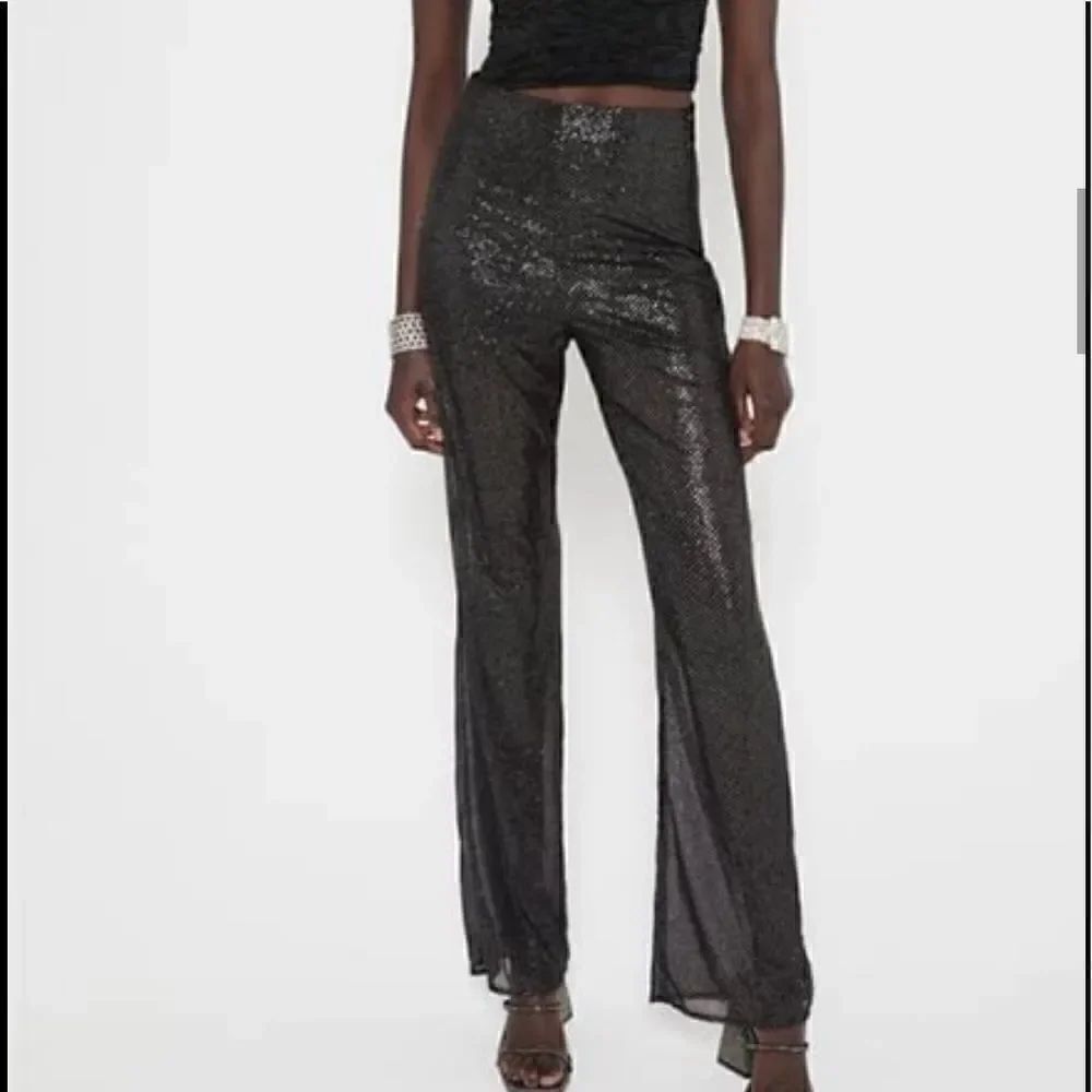 NWT Zara Shiny Straight Leg Pants